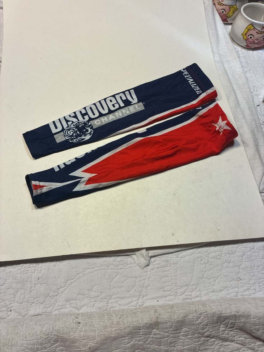 Worn by Team rider Cozza. Specialized Discovery Channel Team Cycling Arm Warmers